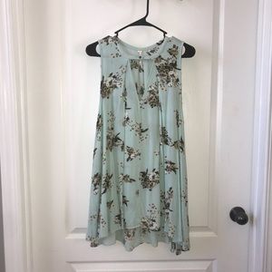 Free People Mint Faded Floral Sleeveless Tunic
